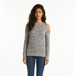 Calvin Klein Performance Gray Marled Cold-Shoulder Sweater